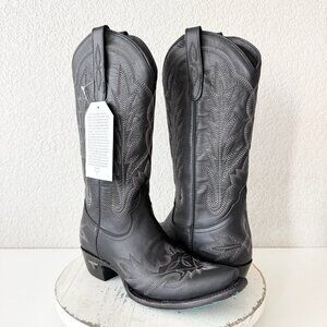 Lane LEXINGTON Womens Cowboy Boots 7.5 Black Western Cowgirl Mid Calf Pointed